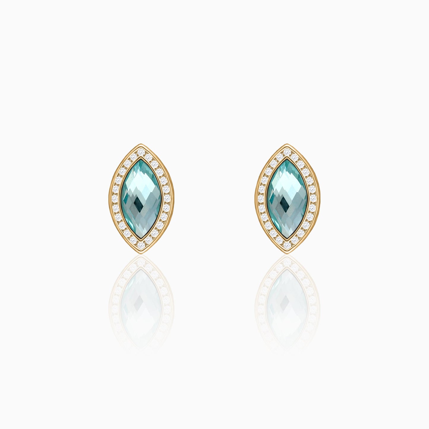 Golden Sea Green Marquise Earrings