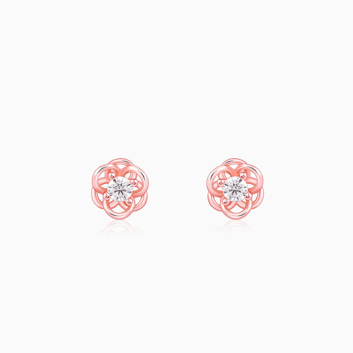 Rose Gold Woven Flower Studs