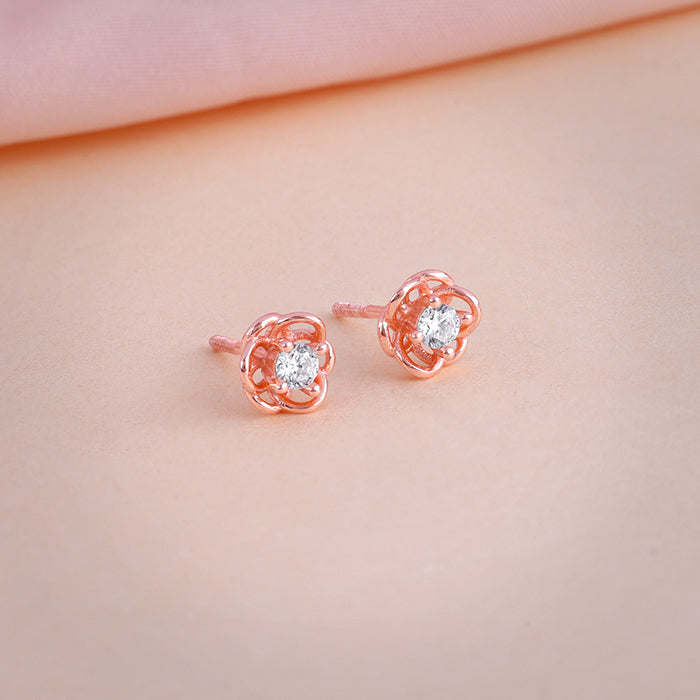 Rose Gold Woven Flower Studs
