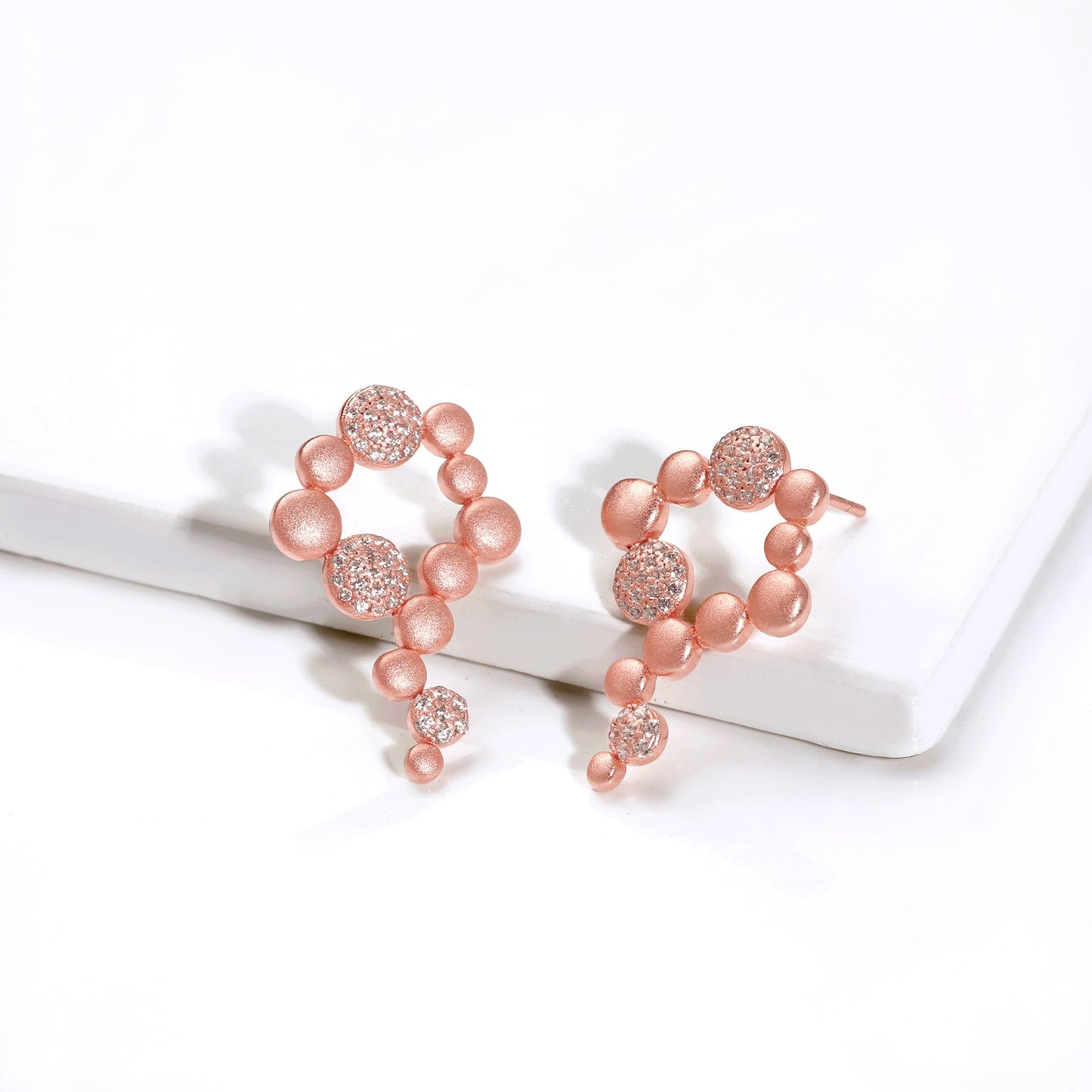 Matte Rose Gold Zircon Droplet Earrings