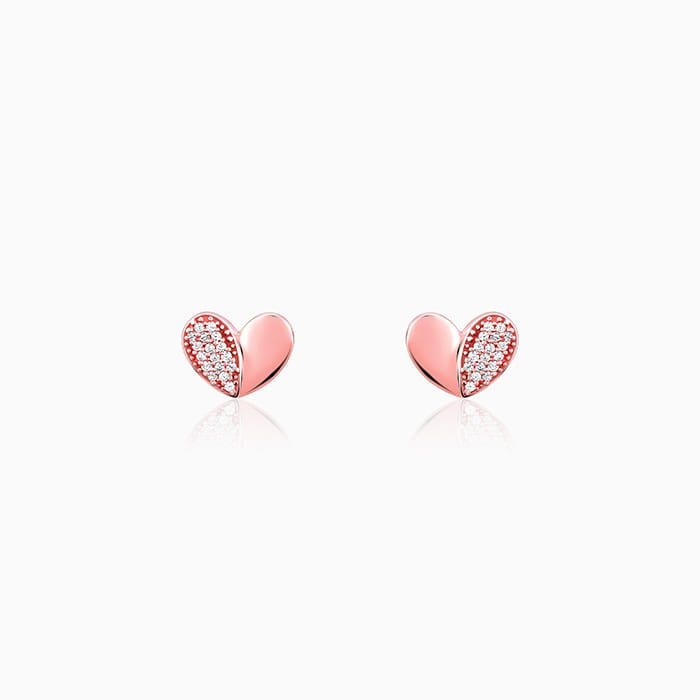 Rose Gold Made for Each Other Stud Earrings