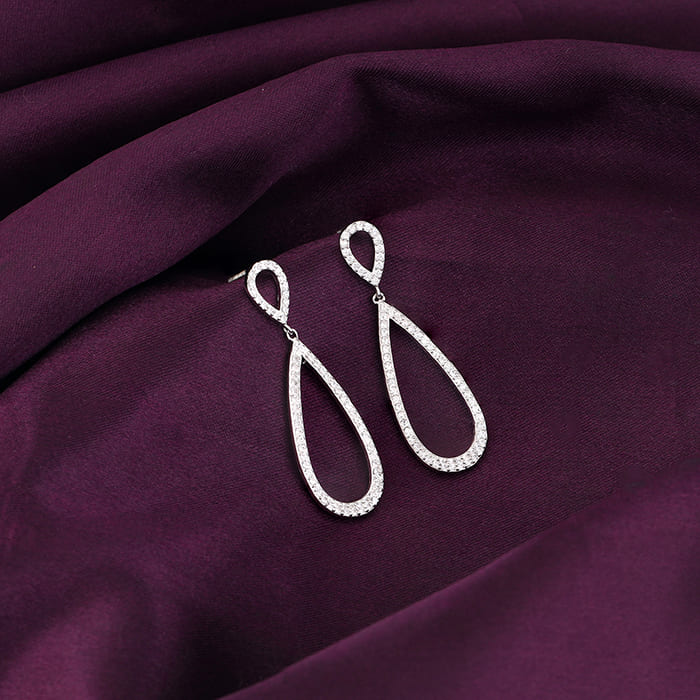Anushka Sharma Silver Elegant Drop Earrings