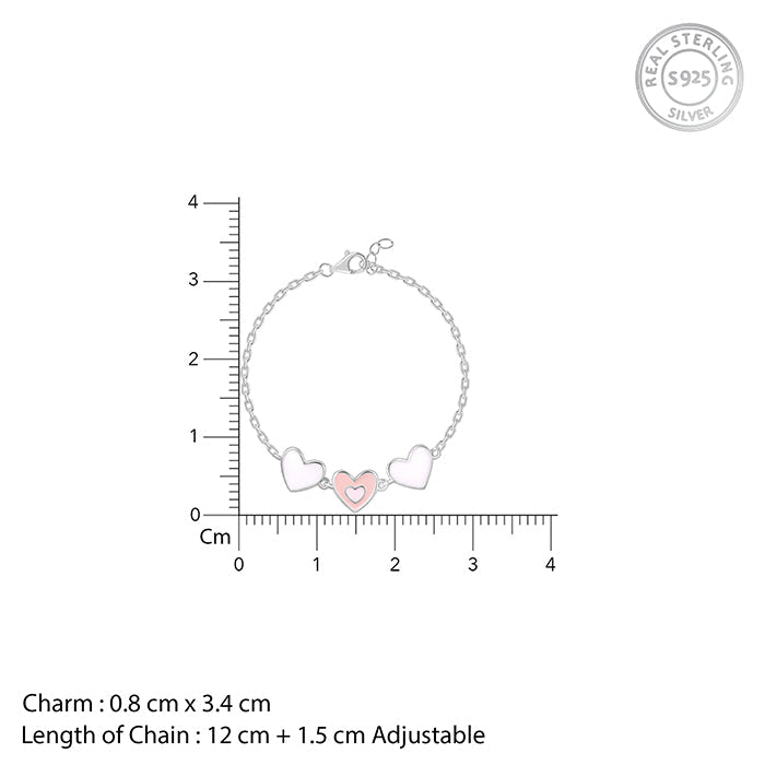 Silver Pookie Hearts Kids Bracelet