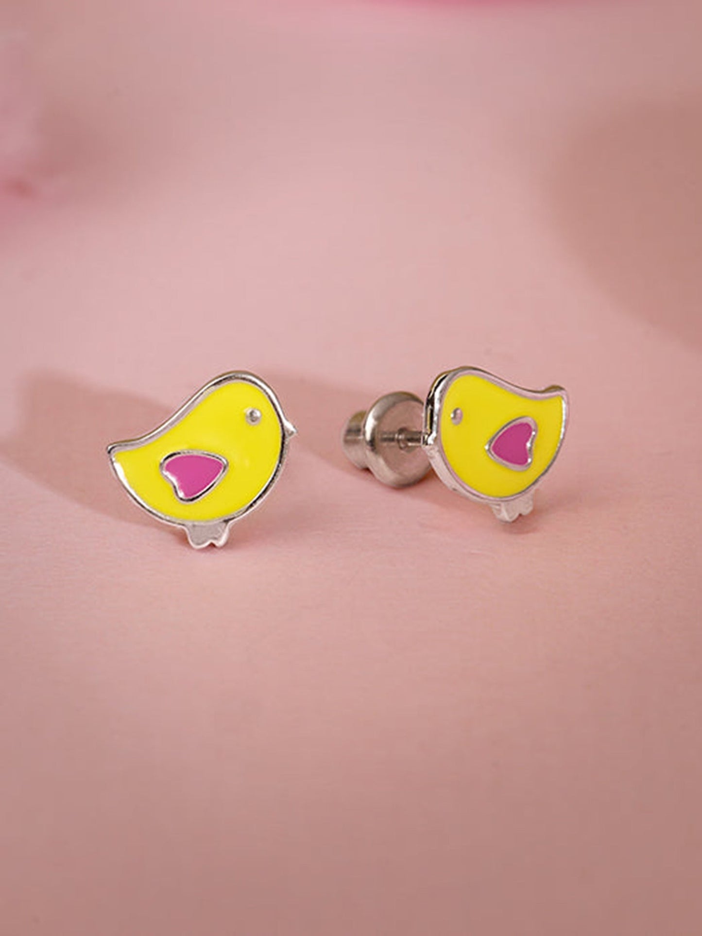 Silver Tweety Bird Kids Stud Earrings