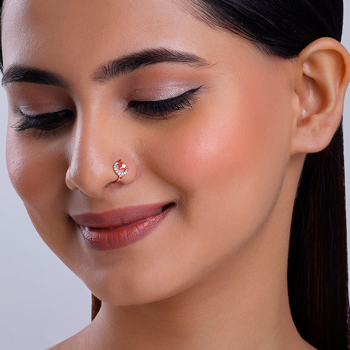 Rose Gold Manohar Mor Nose Pin (Clip on)