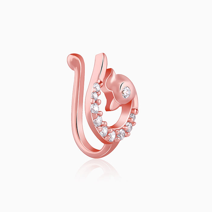 Rose Gold Manohar Mor Nose Pin (Clip on)