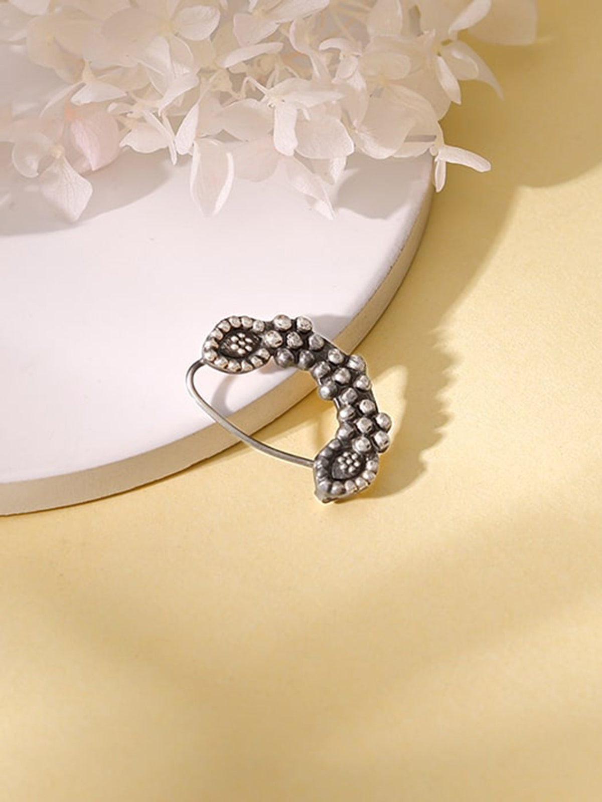 Oxidised Silver Beaded Nose Ring