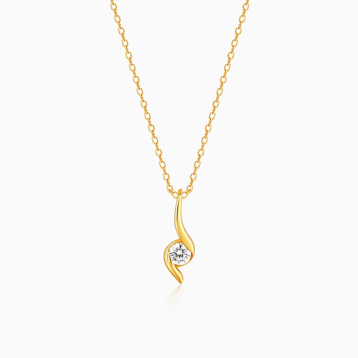 Golden Spark Solitaire Pendant with Link Chain