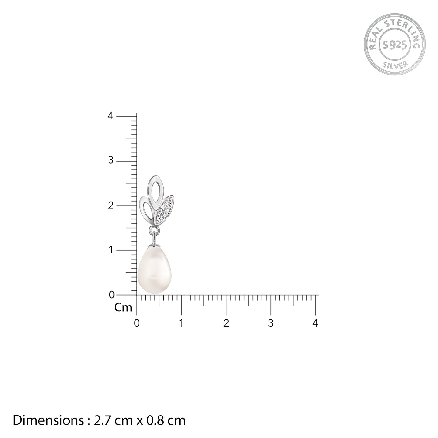 Silver Leafy Pearl Pendant with Link Chain