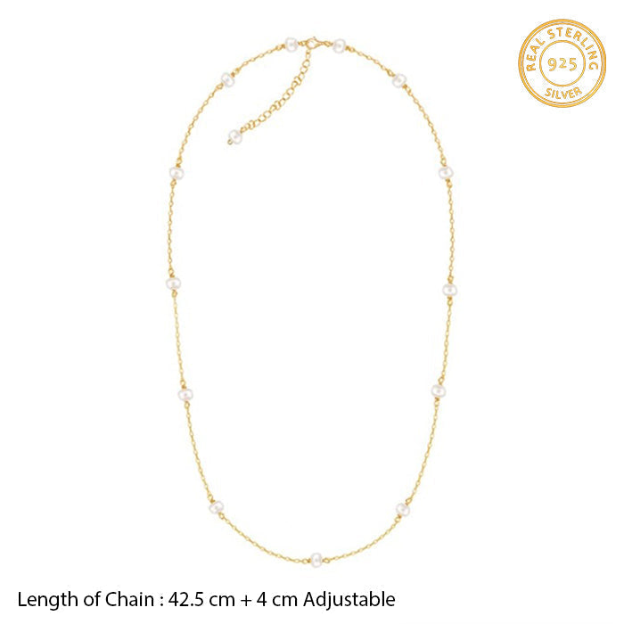 Kriti Sanon Golden Minimal Pearl Necklace