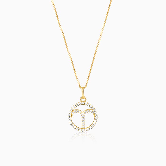 Golden Aries Pendant With Link Chain