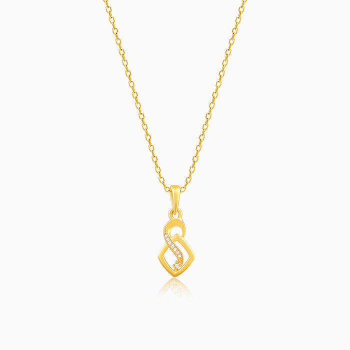 Golden Pretty Geometric Pendant With Link Chain