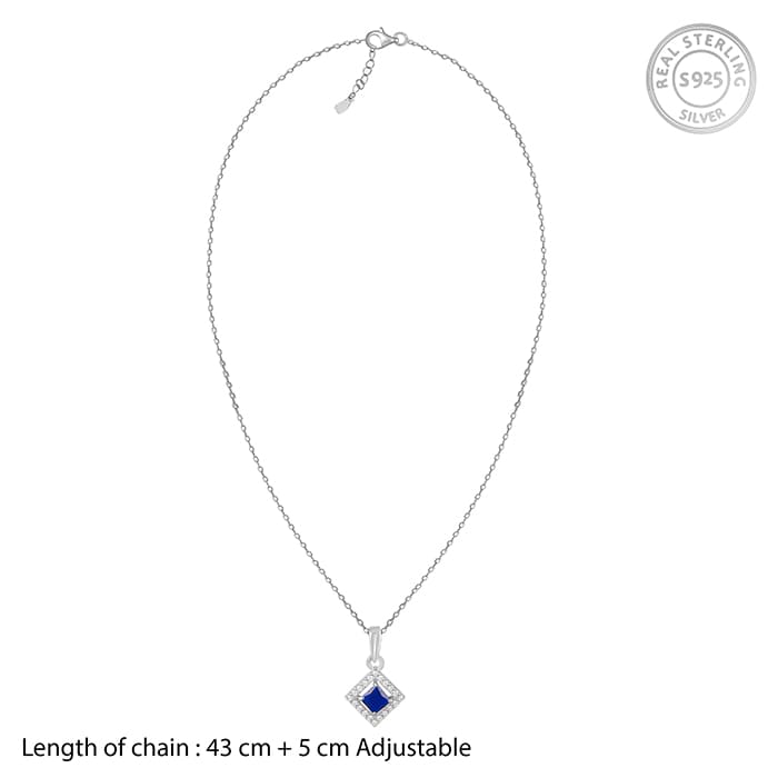 Silver Oceanic Square Pendant With Link Chain