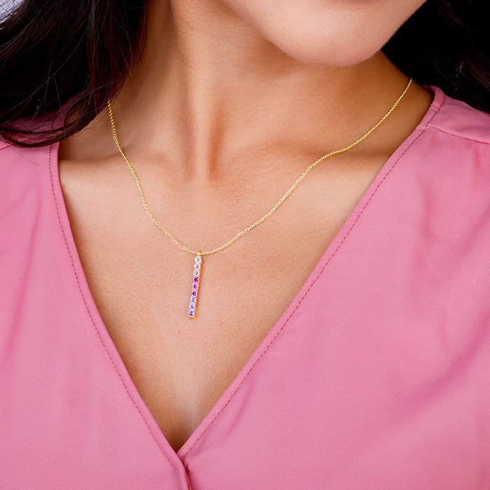 Golden Chromatic Delight Pendant With Link Chain