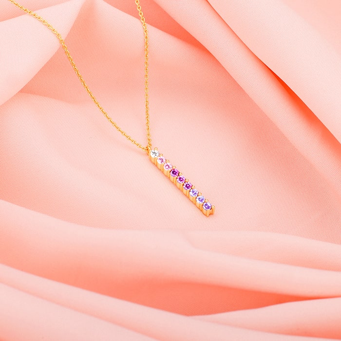 Golden Chromatic Delight Pendant With Link Chain