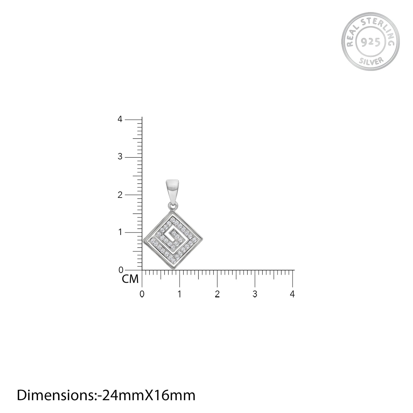 Silver Zircon Maze Pendant with Link Chain