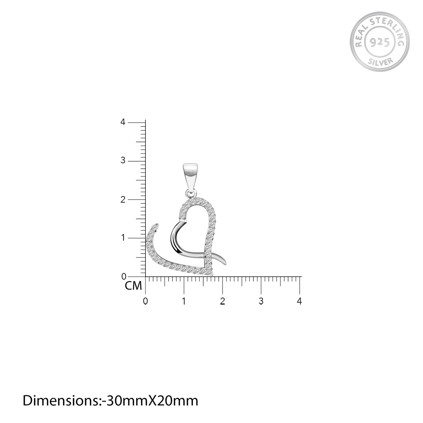 Silver Studded Curl Heart Pendant with Link Chain