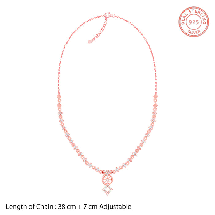 Rose Gold Floral Wheel Necklace