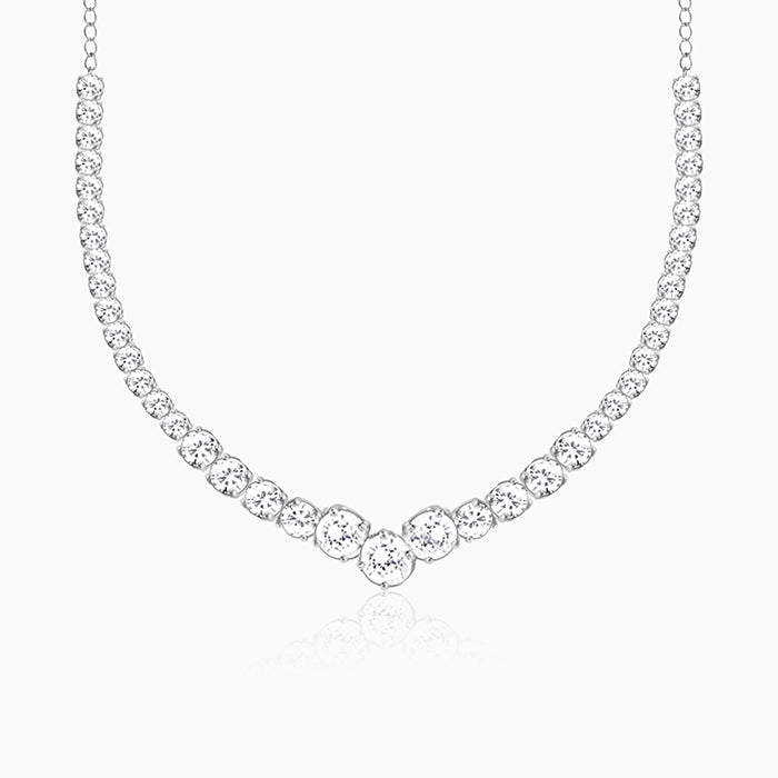 GIVA Silver Classic Zirconia Necklace