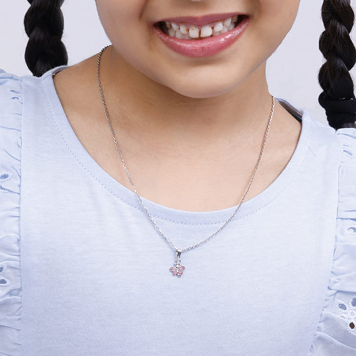 Silver Fairy Dragonfly Kids Pendant With Link Chain (7-10 yrs)