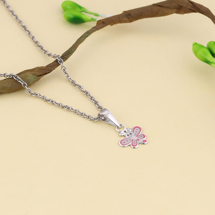 Silver Fairy Dragonfly Kids Pendant With Link Chain (7-10 yrs)