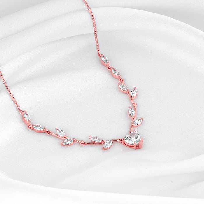 Rose Gold Leafy Heart Necklace