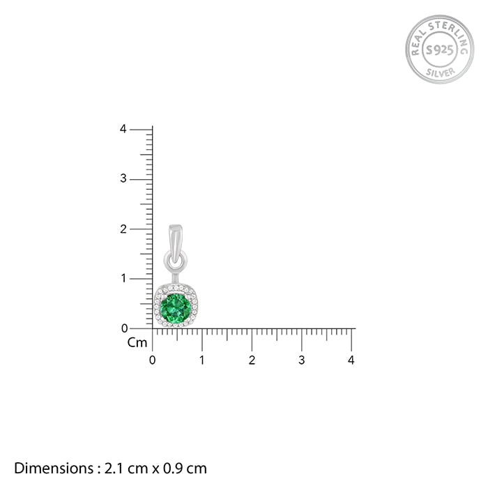 Silver Green Galaxy Pendant With Link Chain