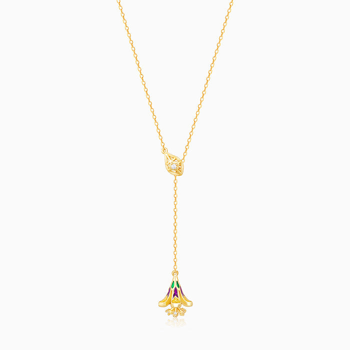 Golden Bell Mallow Lariat Necklace