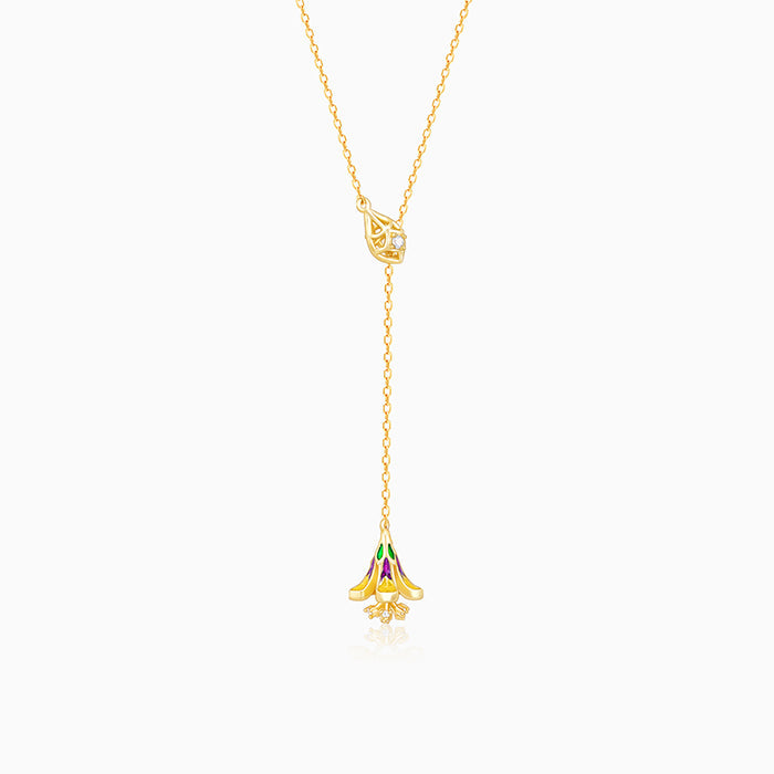 Golden Bell Mallow Lariat Necklace