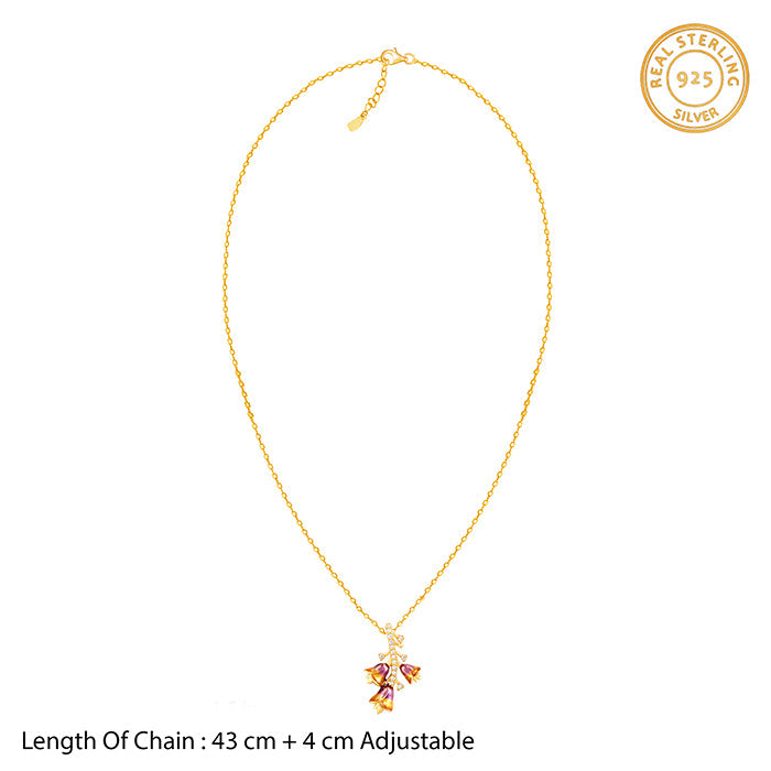 Golden Bell Mallow Bud Pendant With Link Chain