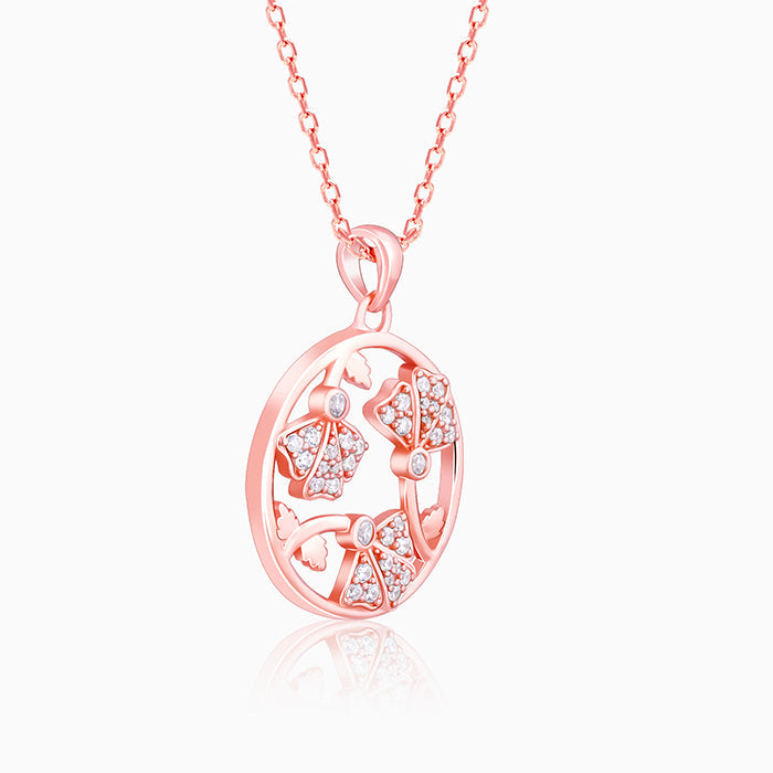 Rose Gold Eyebright Pendant With Link Chain