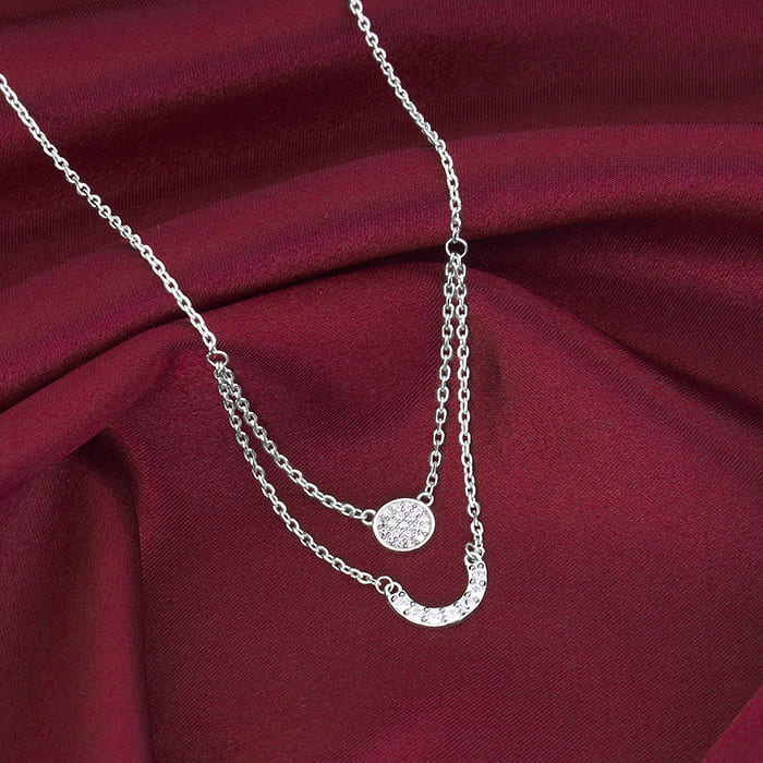 Silver Lune Layered Necklace
