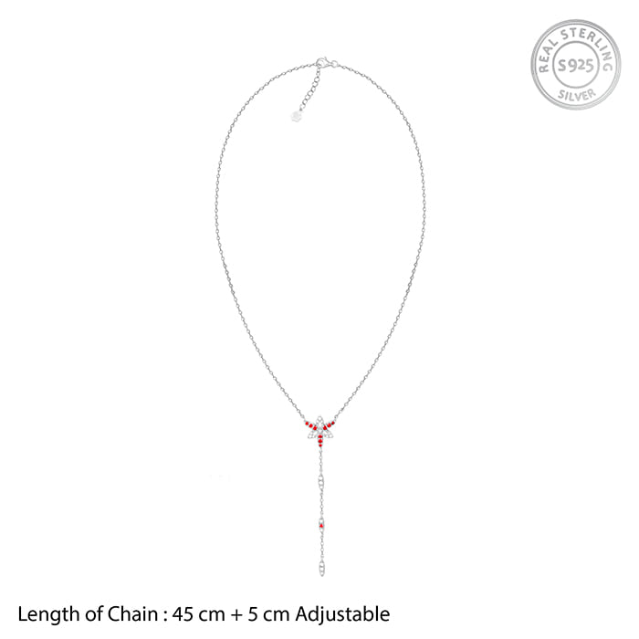 Silver Heart in Heart Lariat Necklace
