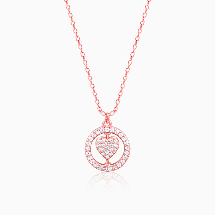 Rose Gold Rotatable My Happy Place Pendant With Link Chain
