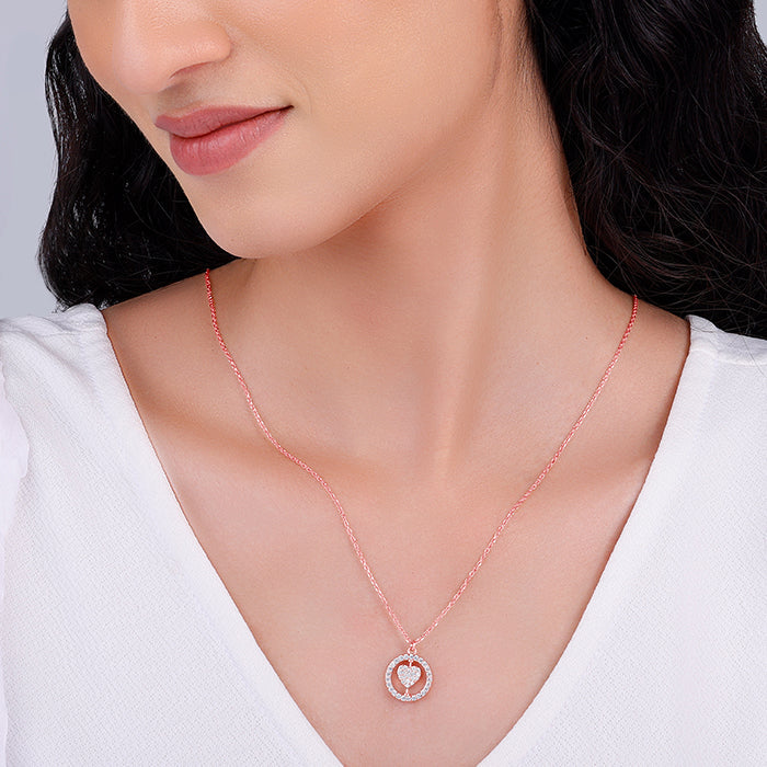 Rose Gold Rotatable My Happy Place Pendant With Link Chain