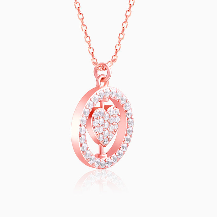 Rose Gold Rotatable My Happy Place Pendant With Link Chain