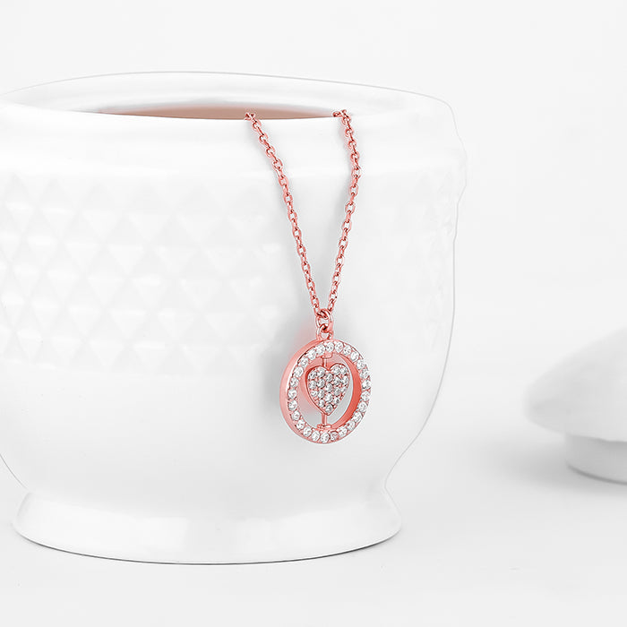 Rose Gold Rotatable My Happy Place Pendant With Link Chain