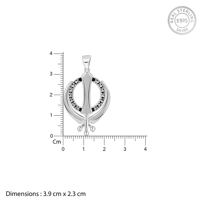 Silver Sikh Khanda Symbol Pendant With Box Chain For Him