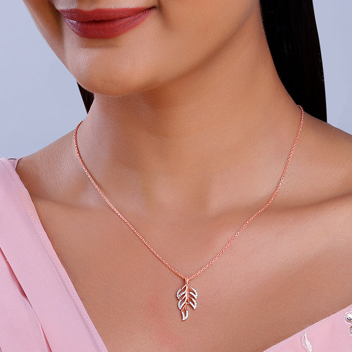 Rose Gold Komal Pankh Pendant With Link Chain