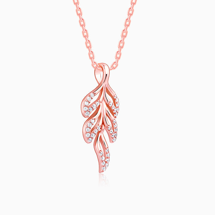 Rose Gold Komal Pankh Pendant With Link Chain
