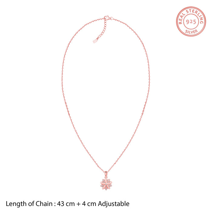 Rose Gold Cutest Flower Pendant With Link Chain