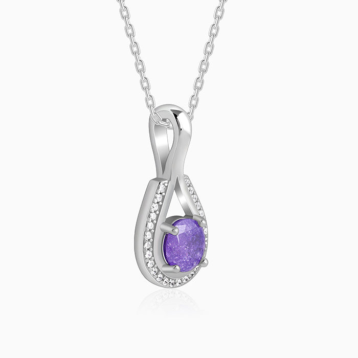 Silver Blissful Azure Pendant with Link Chain