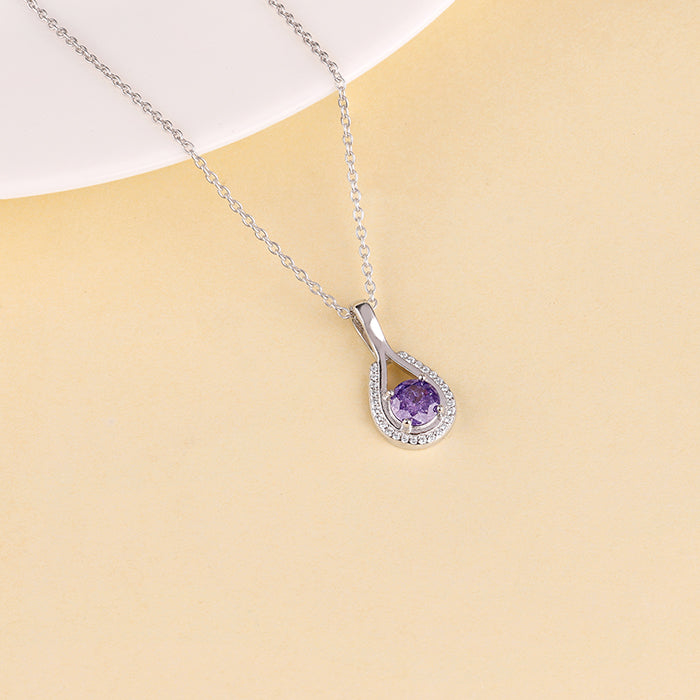 Silver Blissful Azure Pendant with Link Chain