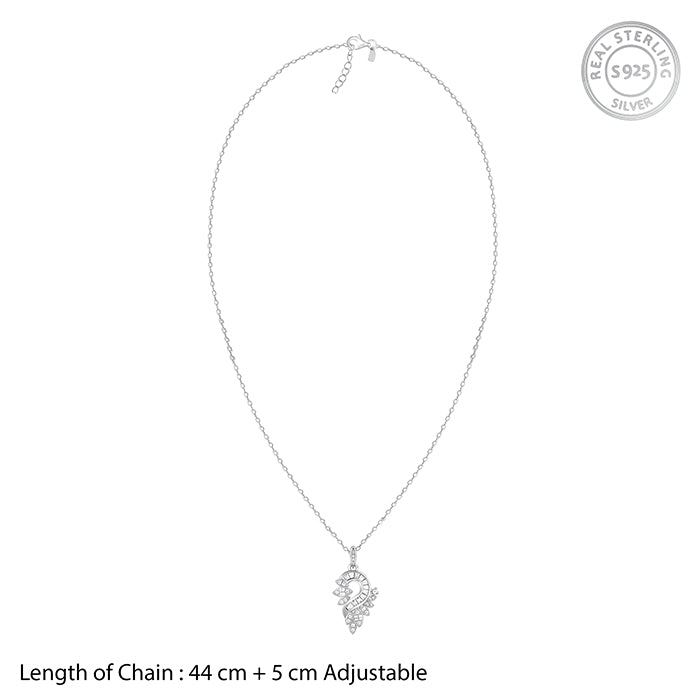 Silver Stunning Bling Pendant With Link Chain