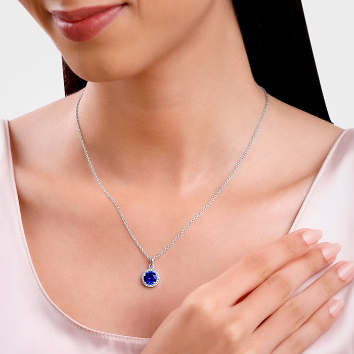 Silver Cobalt Dreams Pendant With Link Chain