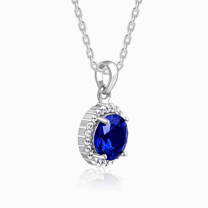 Silver Cobalt Dreams Pendant With Link Chain