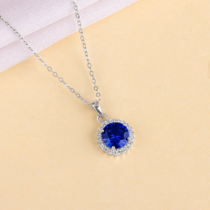Silver Cobalt Dreams Pendant With Link Chain