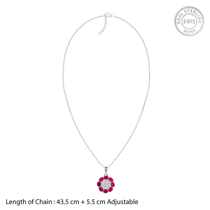 Silver Stunning Floret Pendant With Link Chain