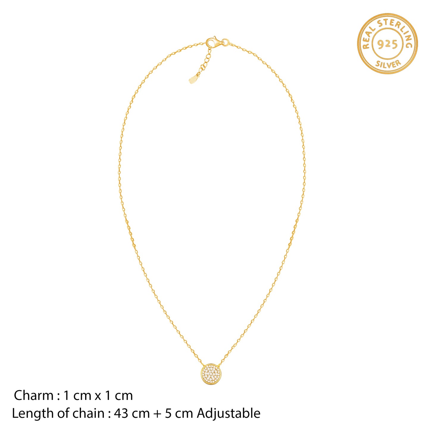 Golden Studded Disk Necklace