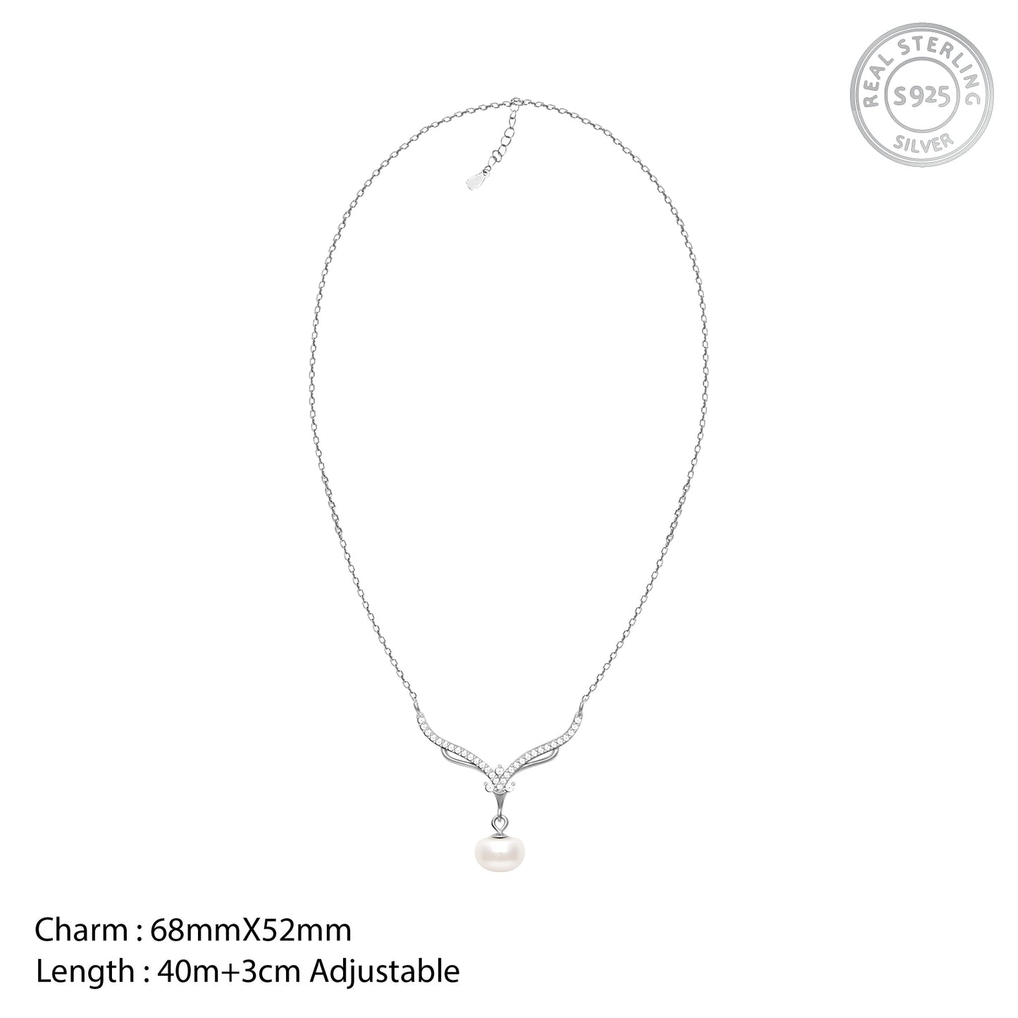 Silver Pearl Grace Drop Necklace